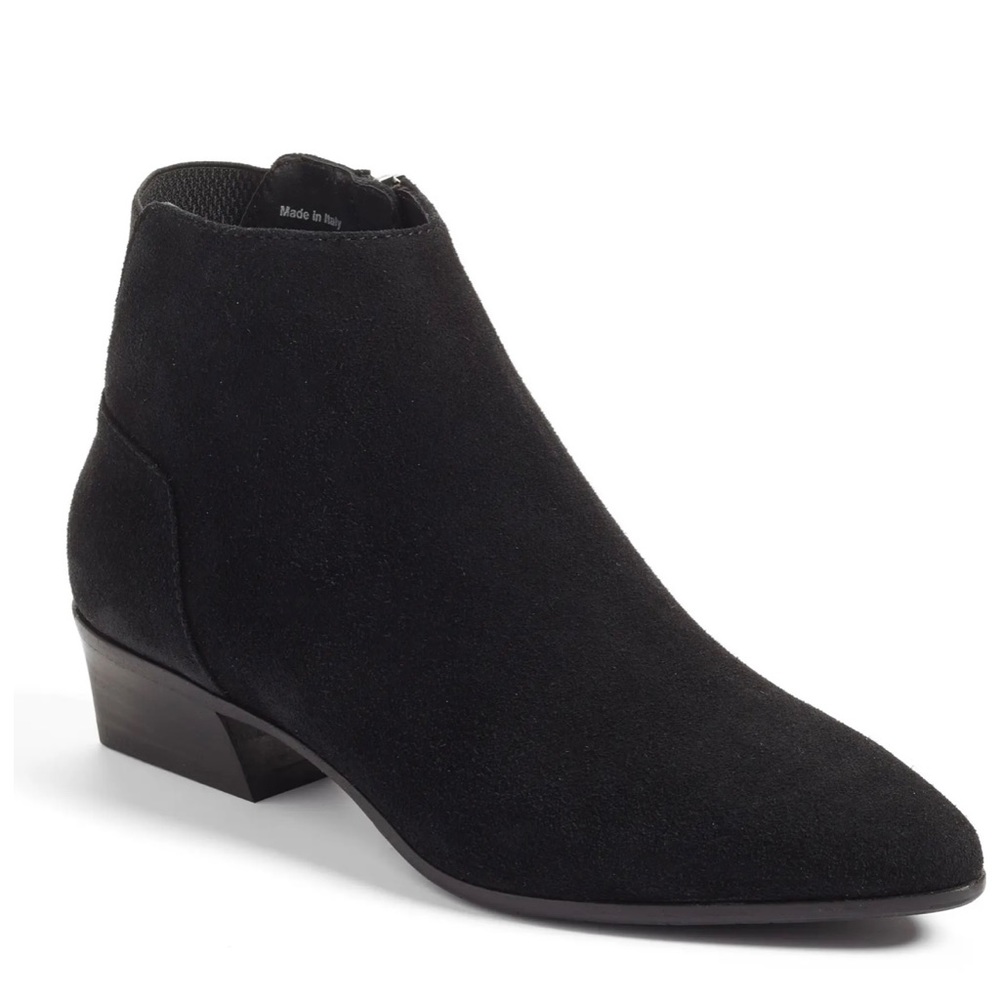 Aquatalia Franca Weatherproof Black Suede Ankle Boots Size 7.5